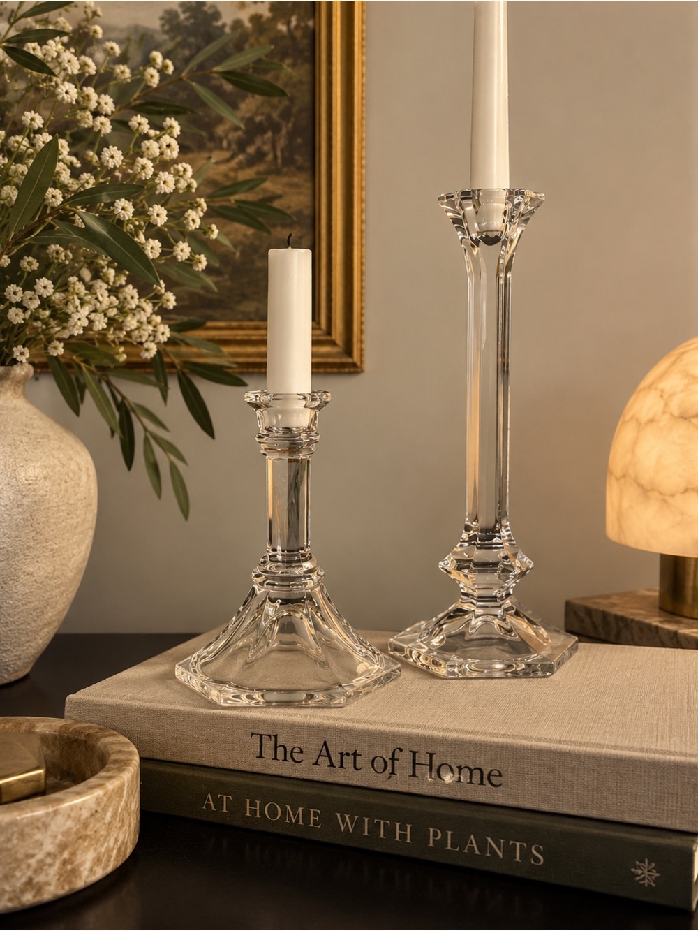 Vintage Crystal Candlestick Pair |Grandmillennial Ralph Lauren Old Money Decor